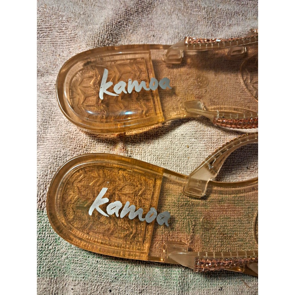 kamoa Women’s Clear Plastic Rhinestone Slide Sandals Slip-On Flat US 8